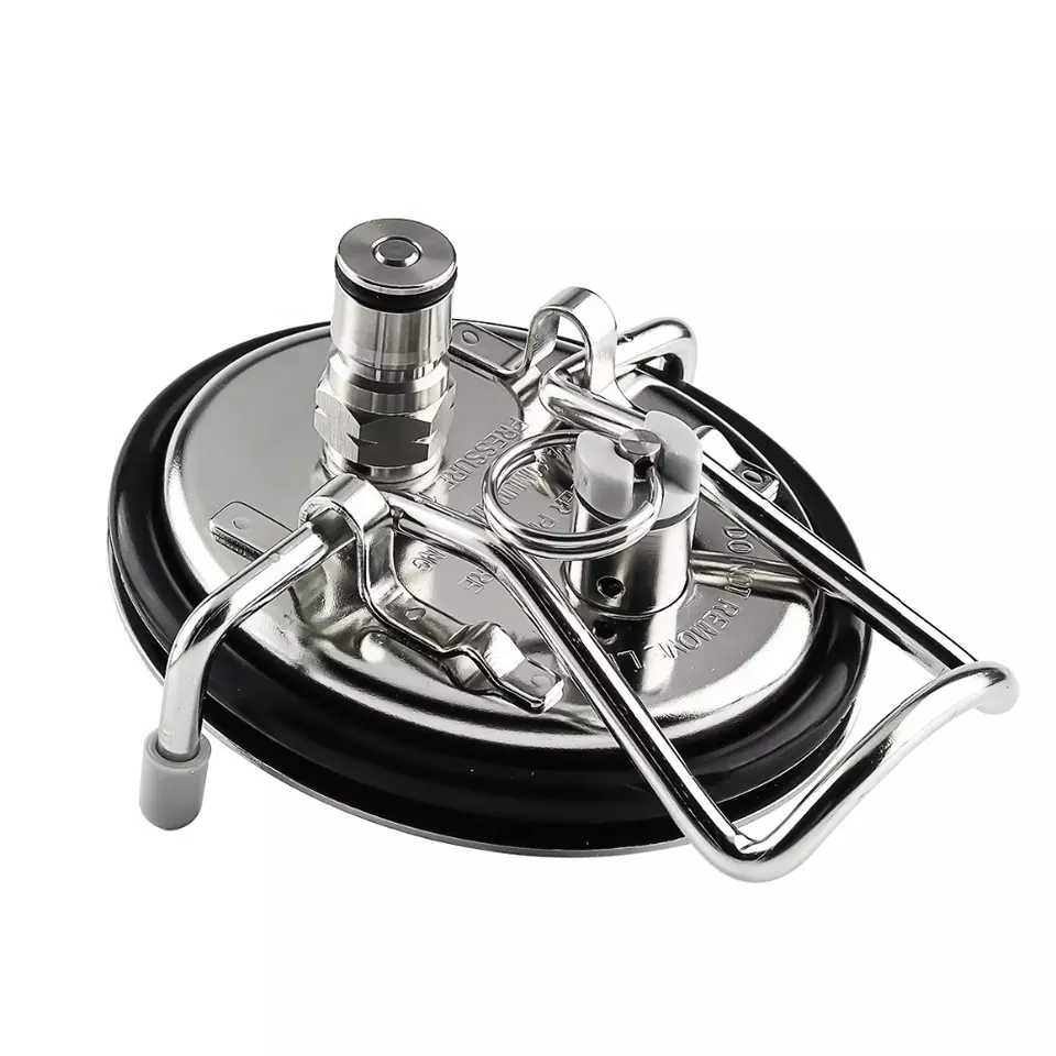 Tapa para barril Cornelius con sistema de carbonatación